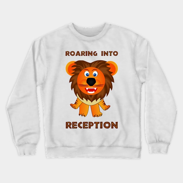 Roaring Into Reception (Cartoon Lion) Crewneck Sweatshirt by TimespunThreads